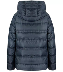 Short quilted transitional jacket with a hood