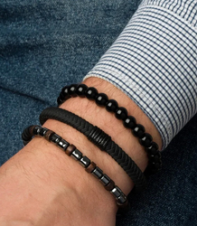 Set of men's bracelets natural stone