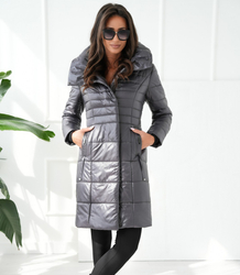 Long elegant quilted insulated coat for women AMELIA