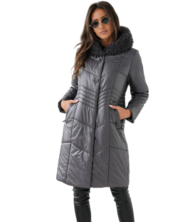 Long elegant quilted insulated women's winter coat MARIA