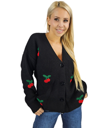 Warm and cozy women's sweater with cherries in autumn LARAMIE