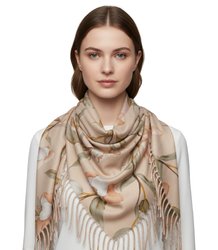 Elegant floral shawl scarf with tassels