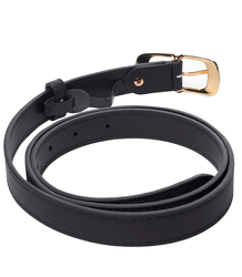 Smooth women's eco leather belt with gold buckle 2 cm