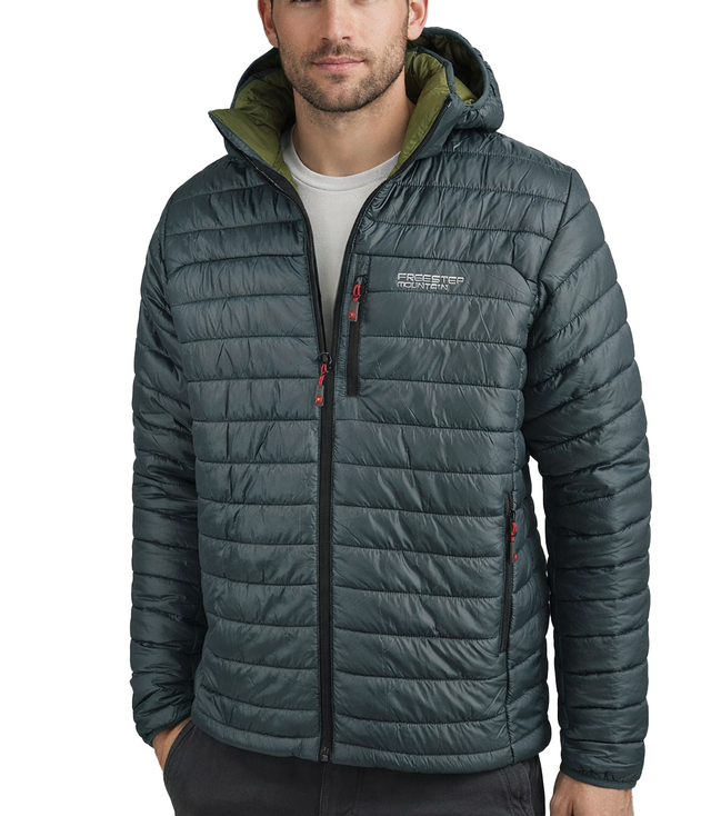 Men's PLUS SIZE quilted jacket with detachable hood