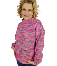 Warm melange women's oversize half-golf sweater HANNA