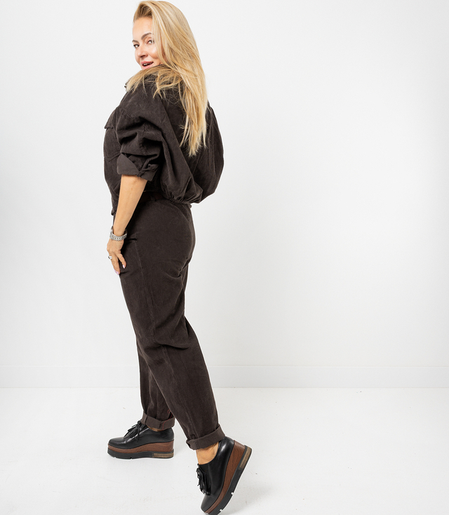 Corduroy set pants with belt and jacket shirt CHICA