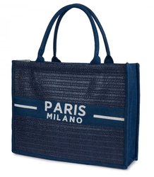 PARIS MILANO braided shopper bag for summer beach large eco bag