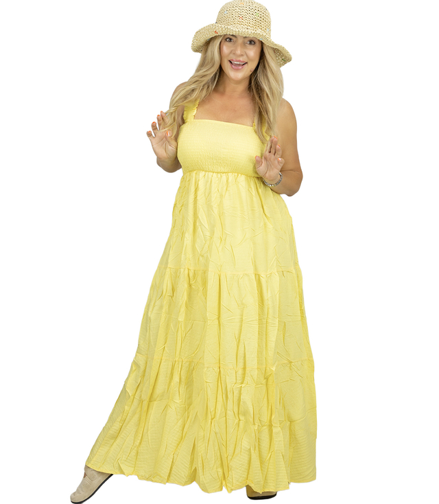 Summer boho strapless maxi dress with ruffles SOLEA
