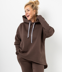 Women's sweatshirt with longer back and ribbed hem VERONICA
