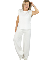 Women's tracksuit t-shirt with cushioned wide pants in butter fabric MAVA