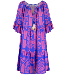 Short boho frill midi dress DALIDA