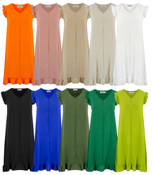 Loose, oversize summer midi dress with ruffles, HONEY