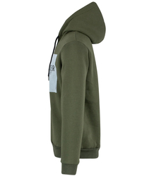 Men's warm, thick sweatshirt with a hood and a print