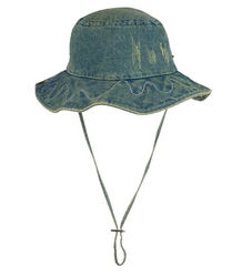 Kapelusz typu bucket jeansowy z troczkiem