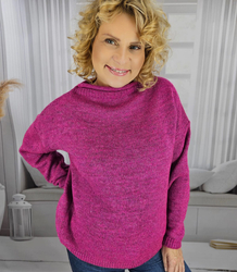 Warm women's oversize sweater boat neckline MARLENA