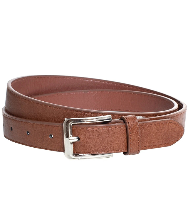 Smooth women's eco leather belt with silver buckle 2.3 cm