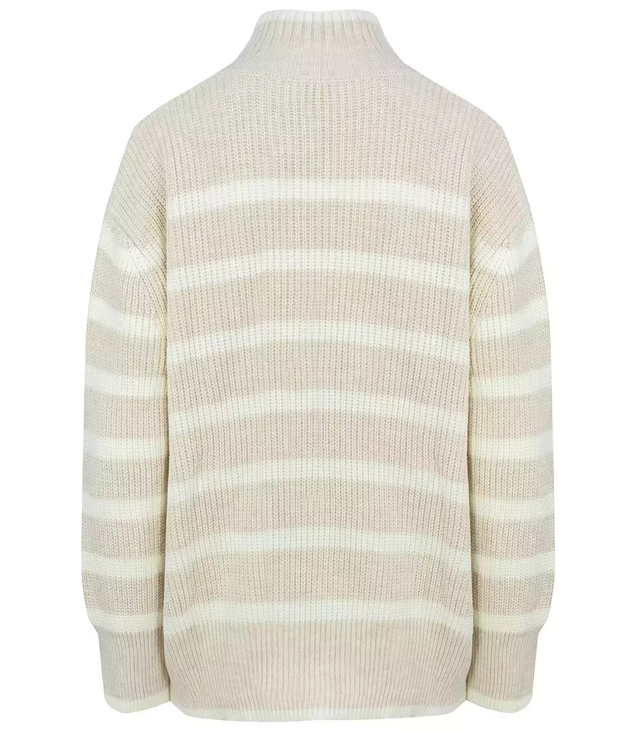 Super fashionable striped turtleneck knitted sweater