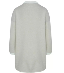 Cardigan straight sweater with white piping LUCY
