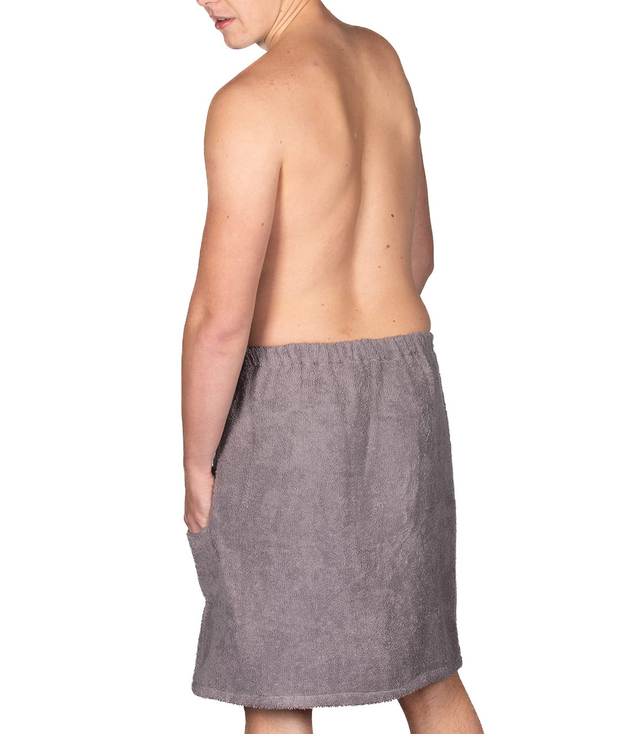Men's sauna terry cloth kilt with pocket on elastic band