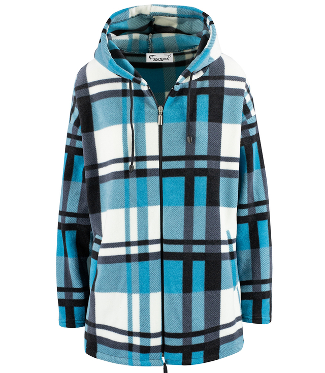 BRITANY warm fleece sweatshirt with a checkered hood