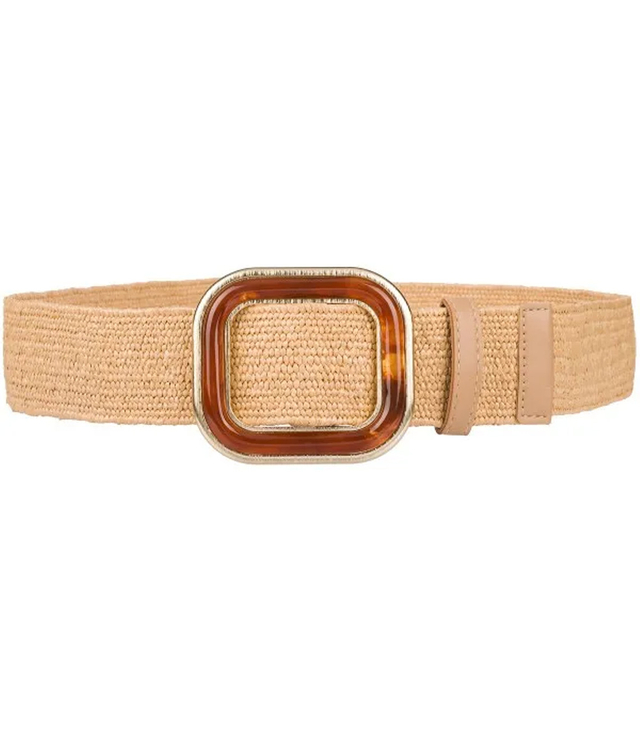 Braided women's belt with large buckle