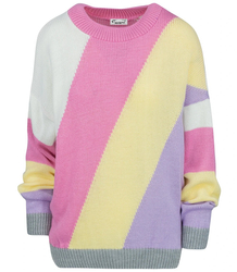 LINDA women's sweater with colorful twill stripes