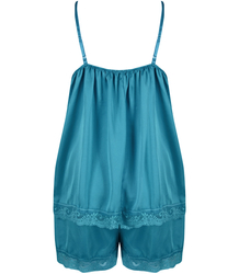 Satin pajama set with lace shorts top petticoat
