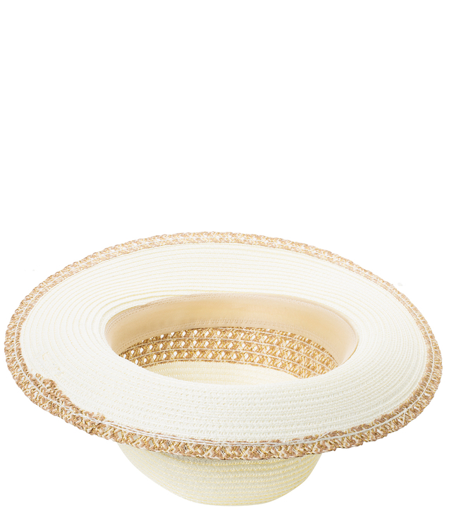 Women's straw hat chapeau-cloche gold thread