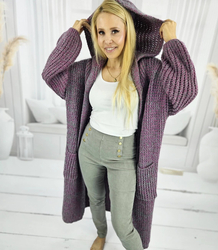 Long warm cardigan sweater thick weave VALERIA