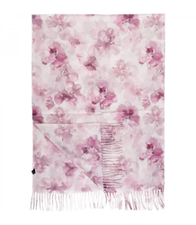 Women's scarf with floral motif and tassels elegant
