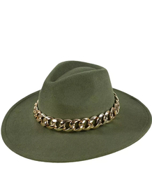 Elegant women's hat with a stylish chain