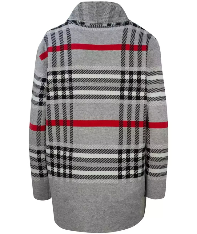 WARM Sweater. Checkered cardigan overlay