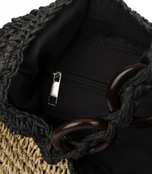 Boho raffia handbag with adjustable, thicker strap