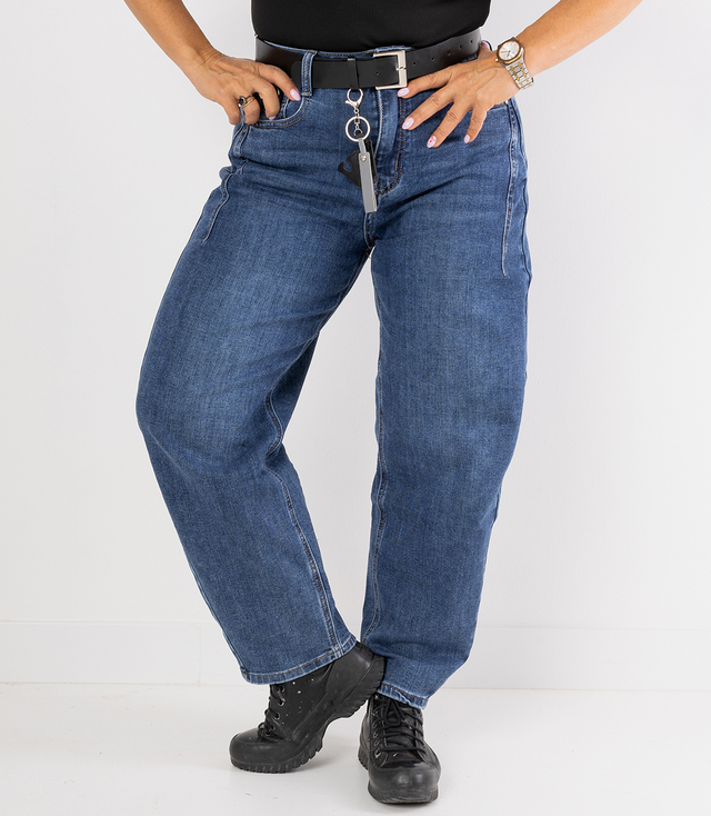 Women's banana fit jeans with belt NEL