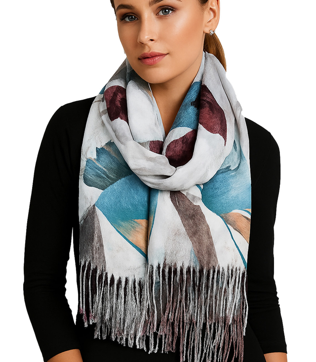 Square shawl scarf for women with tassels AGRAFKA
