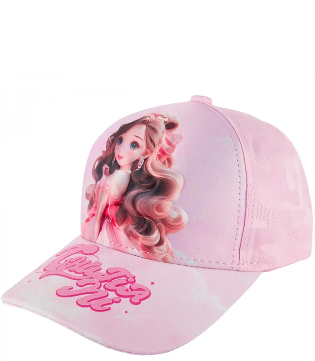 Children's baseball cap decorated with a cute girly print