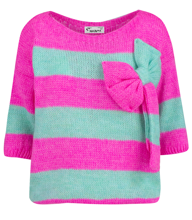 Colorful sweater with striped bow wool VIVIENE