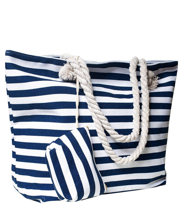 Large beach beach bag picnic shopper striped