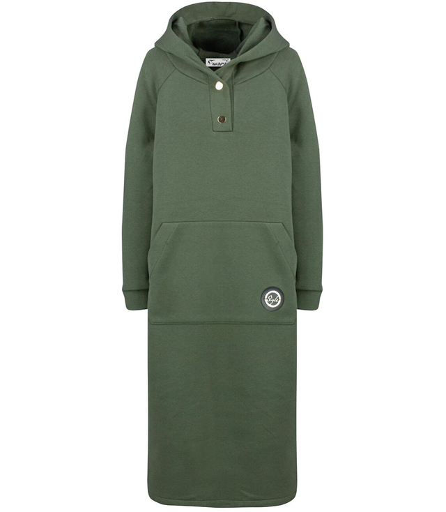 Warm women's sweatshirt oversize dress with hood NANCY