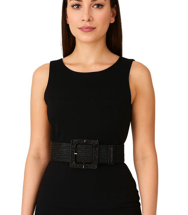 Braided women's belt with large buckle