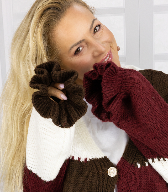 Short oversize sweater cardigan with buttons JULIETTE