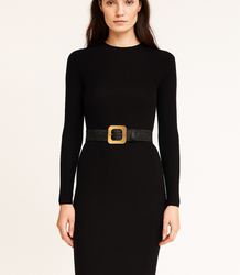 Braided women's belt with large buckle