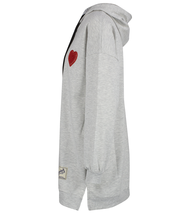 Long oversize dress sweatshirt with hood and heart patch LILLY