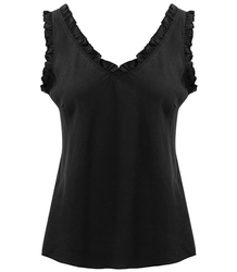 Plain top T-shirt BASIC frill blouse