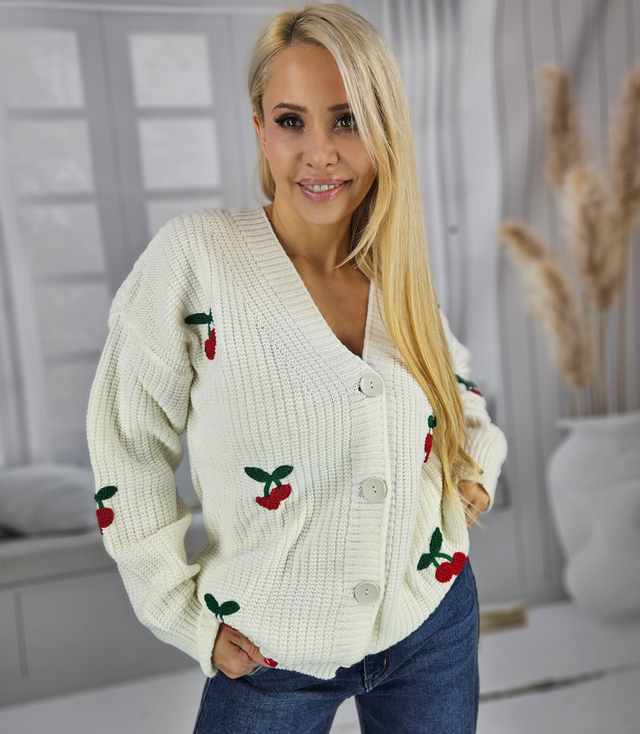 Warm and cozy women's sweater with cherries in autumn LARAMIE