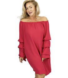 Spanish midi dress with buffet ruffles on sleeves BELLA