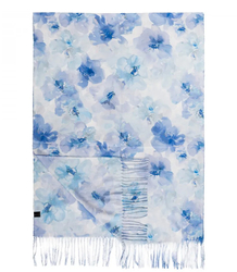 Women's scarf with floral motif and tassels elegant