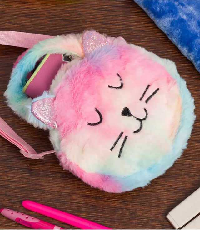 Children's round plush bag with smiley face Round