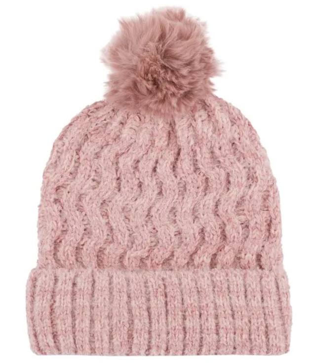 Warm women's beanie with pompom wave weave autumn winter hat 