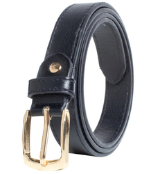 Smooth women's eco leather belt with gold buckle 2.3 cm